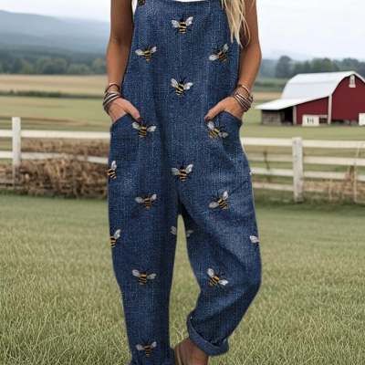 3D Digital Printing Women's Fashion Floral Jumpsuit With Pockets-Bengold Cozll?gbjzçection laxjh